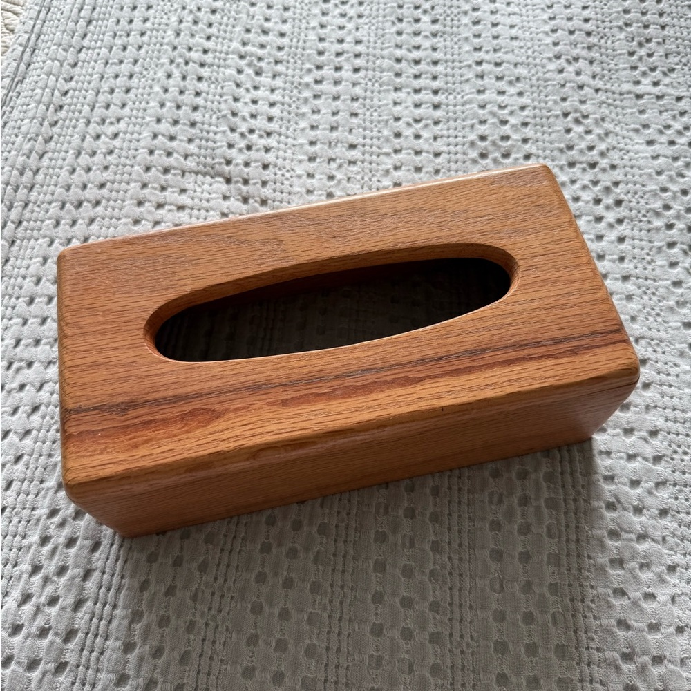 Wooden Tissue Box Cover - Natural Brown
